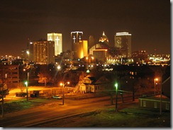 Oklahoma City skyline on Christmas Eve