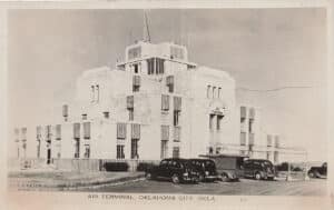 The Oklahoma City Air Terminal on a historic postcard. It appears to be from the 1940s.