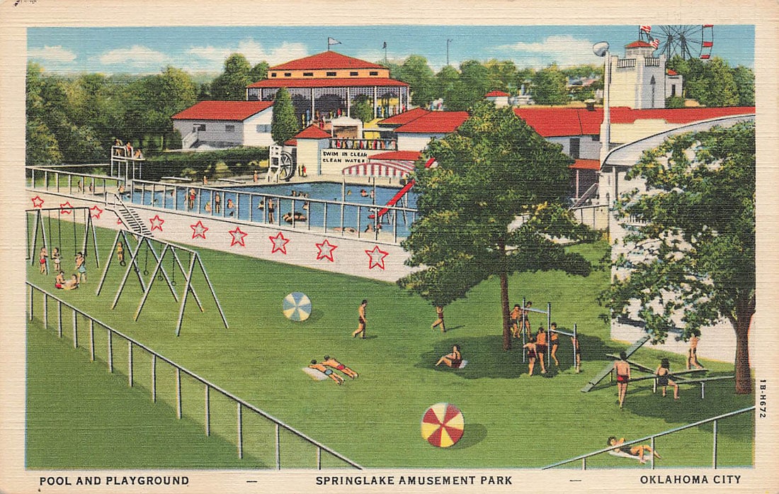 Springlake Amusement Park historical postcard. A view as seen from the 1920s.