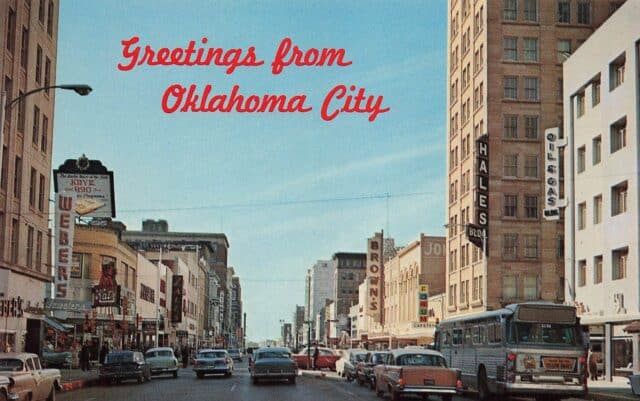 Main Street in Oklahoma City shown from Robinson looking west.