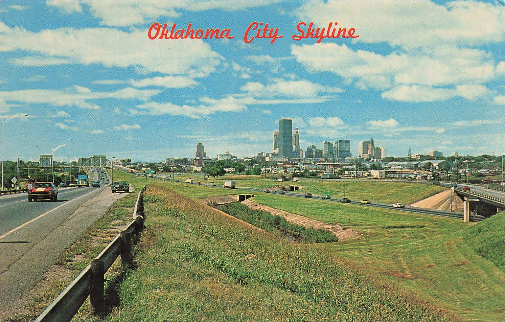 A postcard with a photo of the Oklahoma City skyline in 1972.