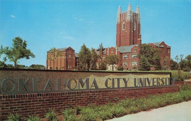 Oklahoma City University as seen in this historical postcard.