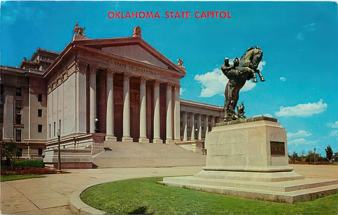 Oklahoma State Capitol historical postcard.