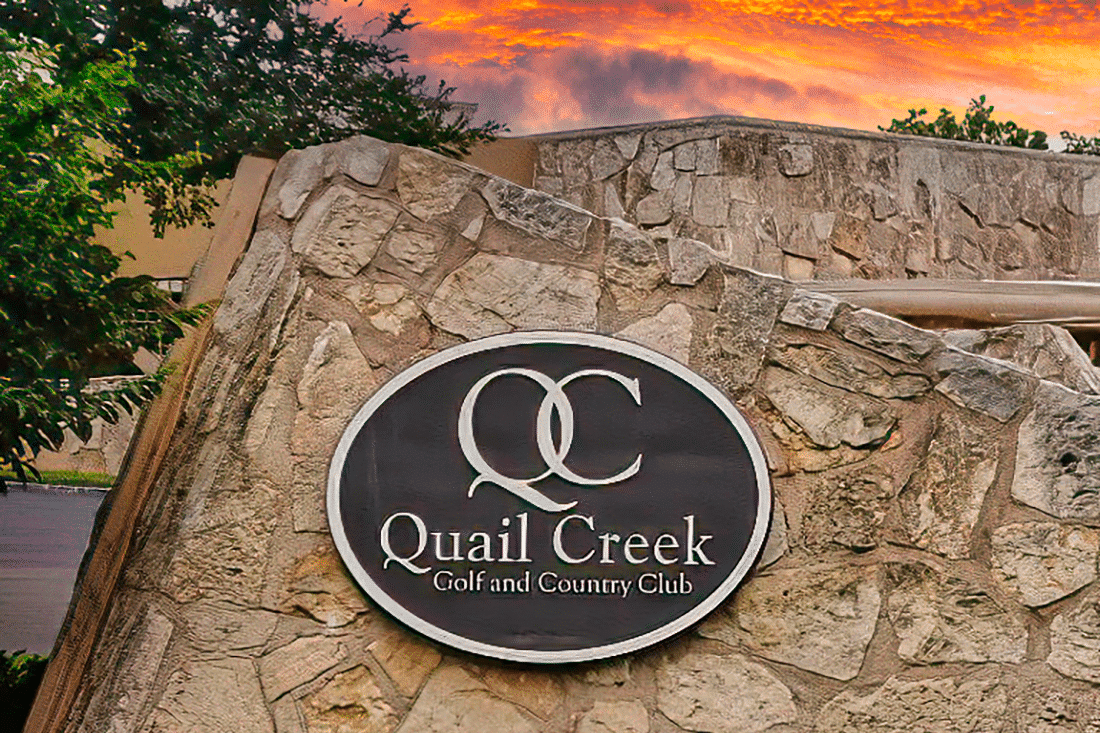 The entrance sign to Quail Creek Golf and Country Club.