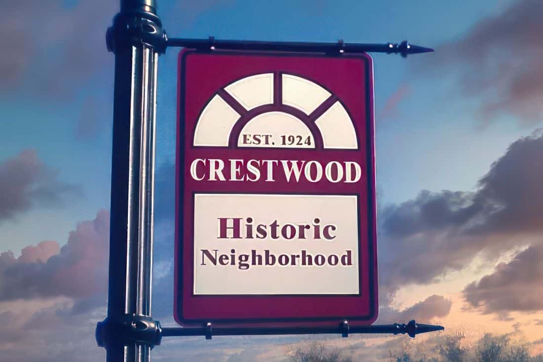 Crestwood, Oklahoma City light pole sign.