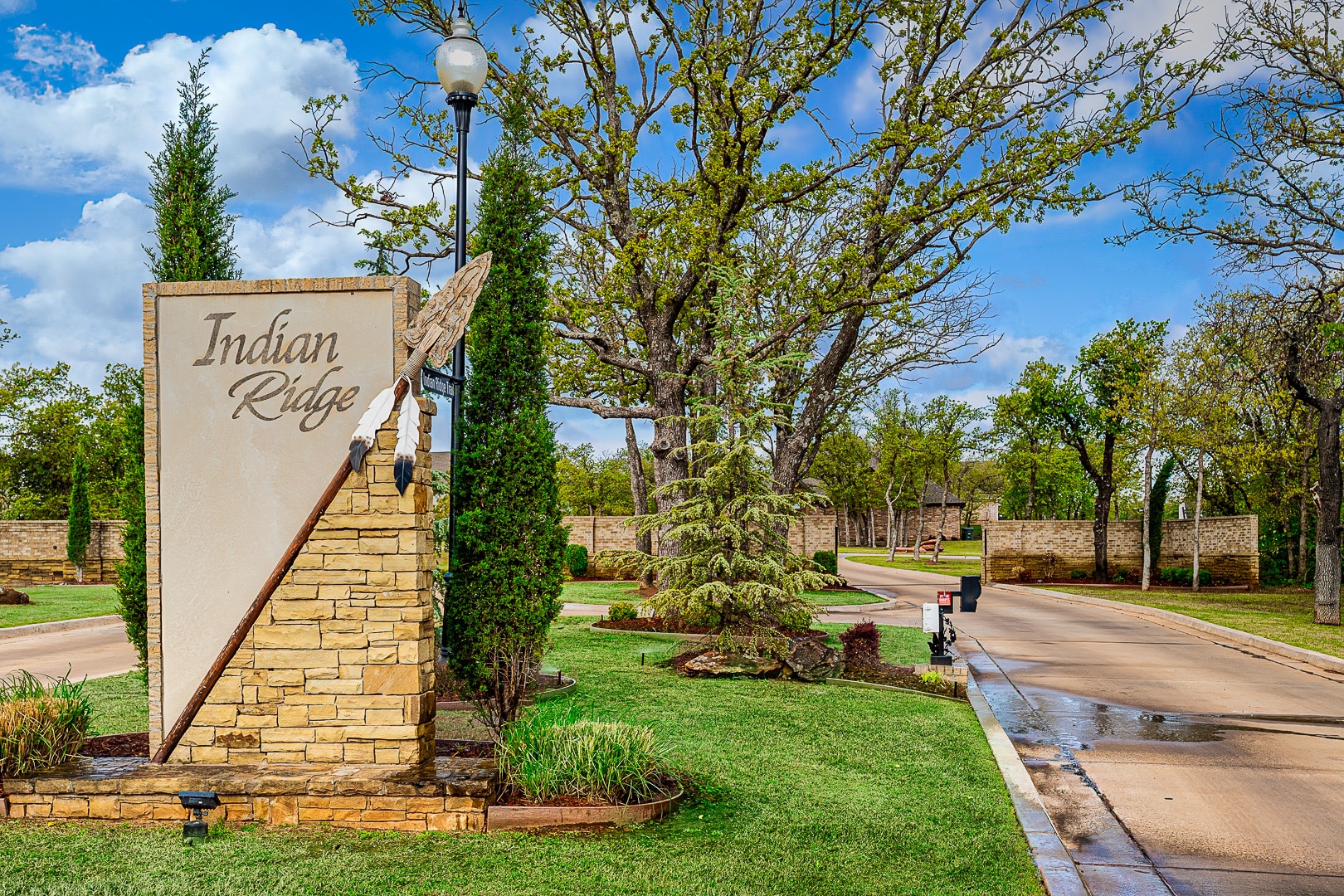 One of two gated entries into Indian Ridge in Arcadia OK.