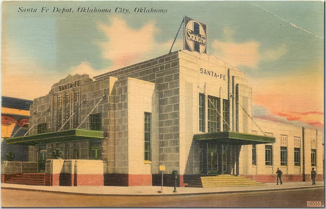 Santa Fe Depot Oklahoma City historical postcard