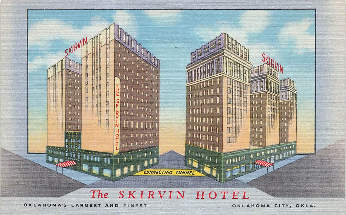 The third Skirvin Hotel postcard when it was on both sides of the street and connected by a tunnel.