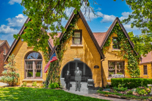 Memory Lane: Photo of 2217 NW 26th St today with old photo superimposed of Bill and Dad.