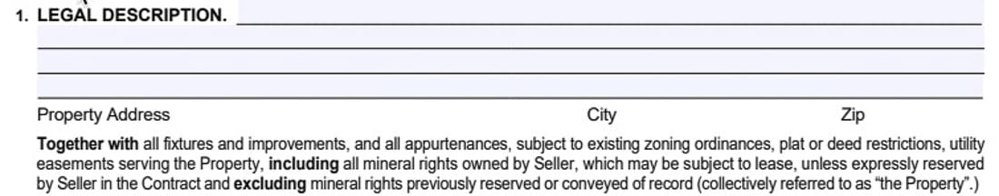 An example of a home buying purchase agreement Paragraph 1: Legal Description/