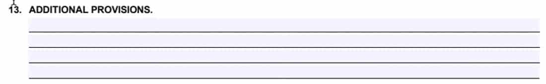 purchase agreement paragraph 13, additional provisionis.