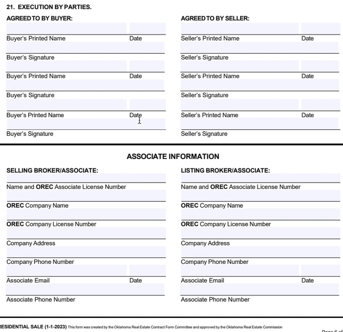 A sample credit report form for a home buying purchase agreement.