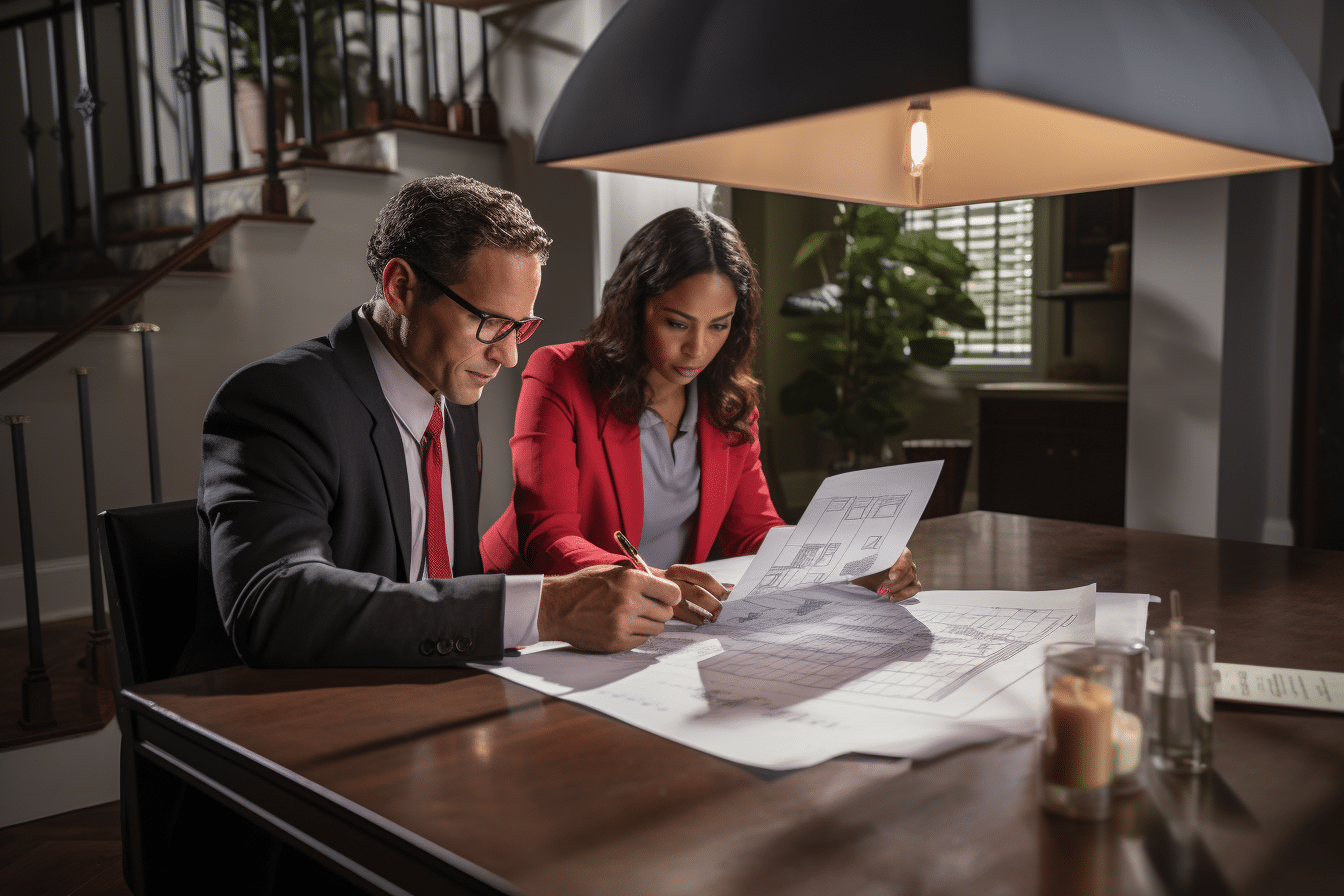 A man and a woman at a table are understanding closing costs for sellers.