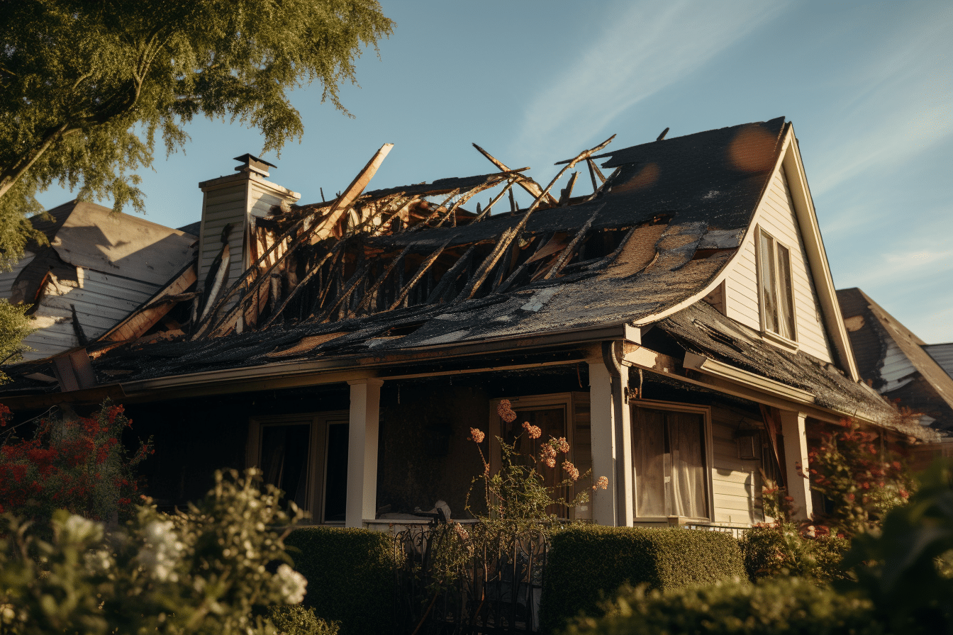 A house that has been damaged by fire, raising the question, what are home insurance limitations.