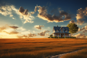 A charming house in the middle of a field bathed in the warm hues of a breathtaking sunset. The legal aspects of the home buying process in Oklahoma.