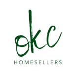 Green cursive letters “okc” above the word “HOMESELLERS” in uppercase, set against a light background.