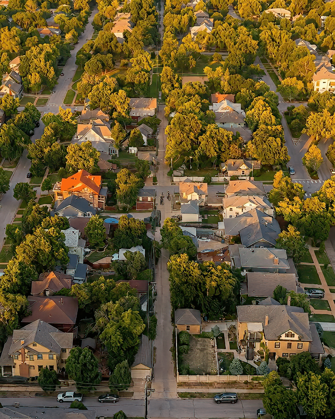 Tree-lined alley in Oklahoma City’s Mesta Park neighborhood