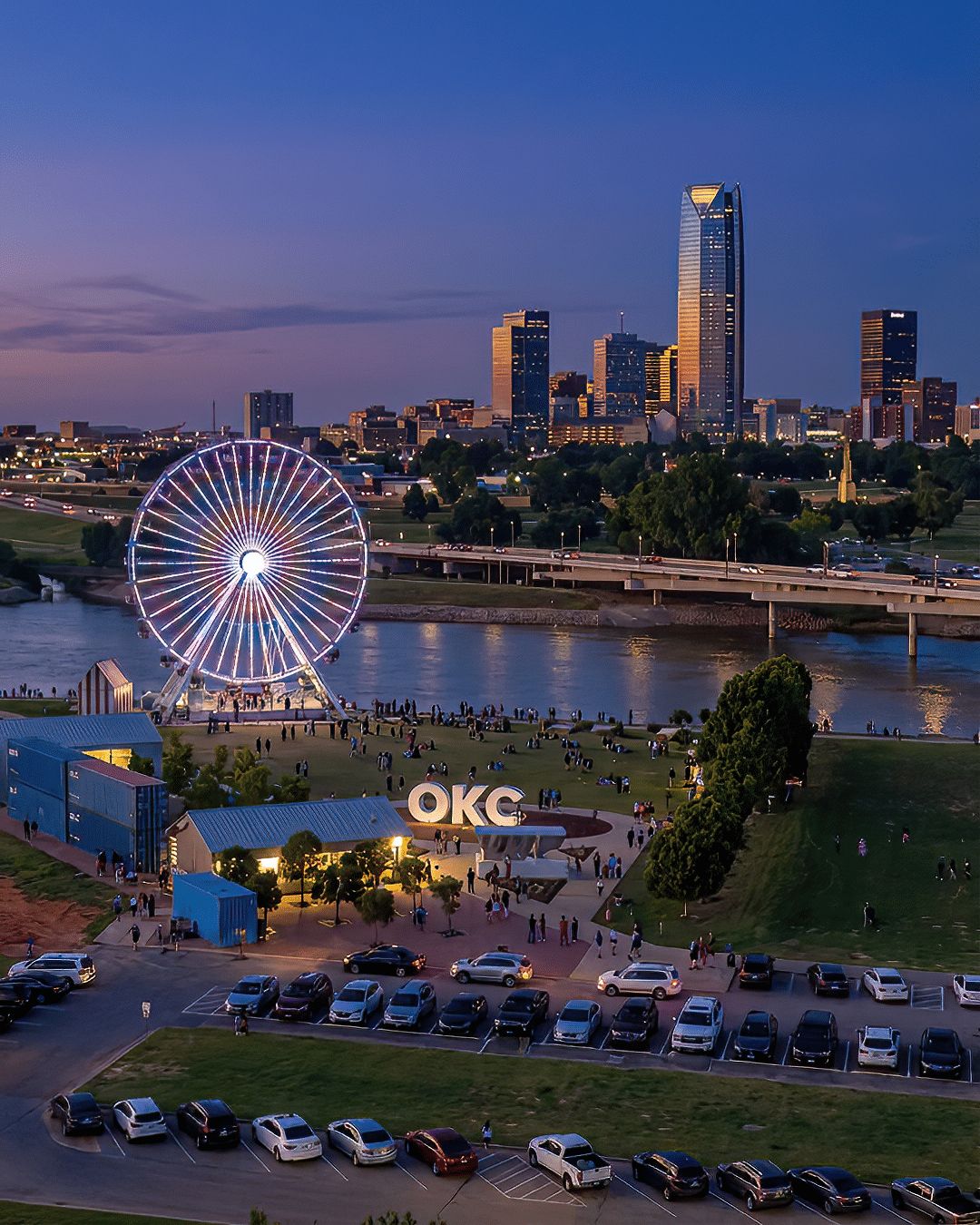 Oklahoma City skyline with the Wheeler Ferris wheel